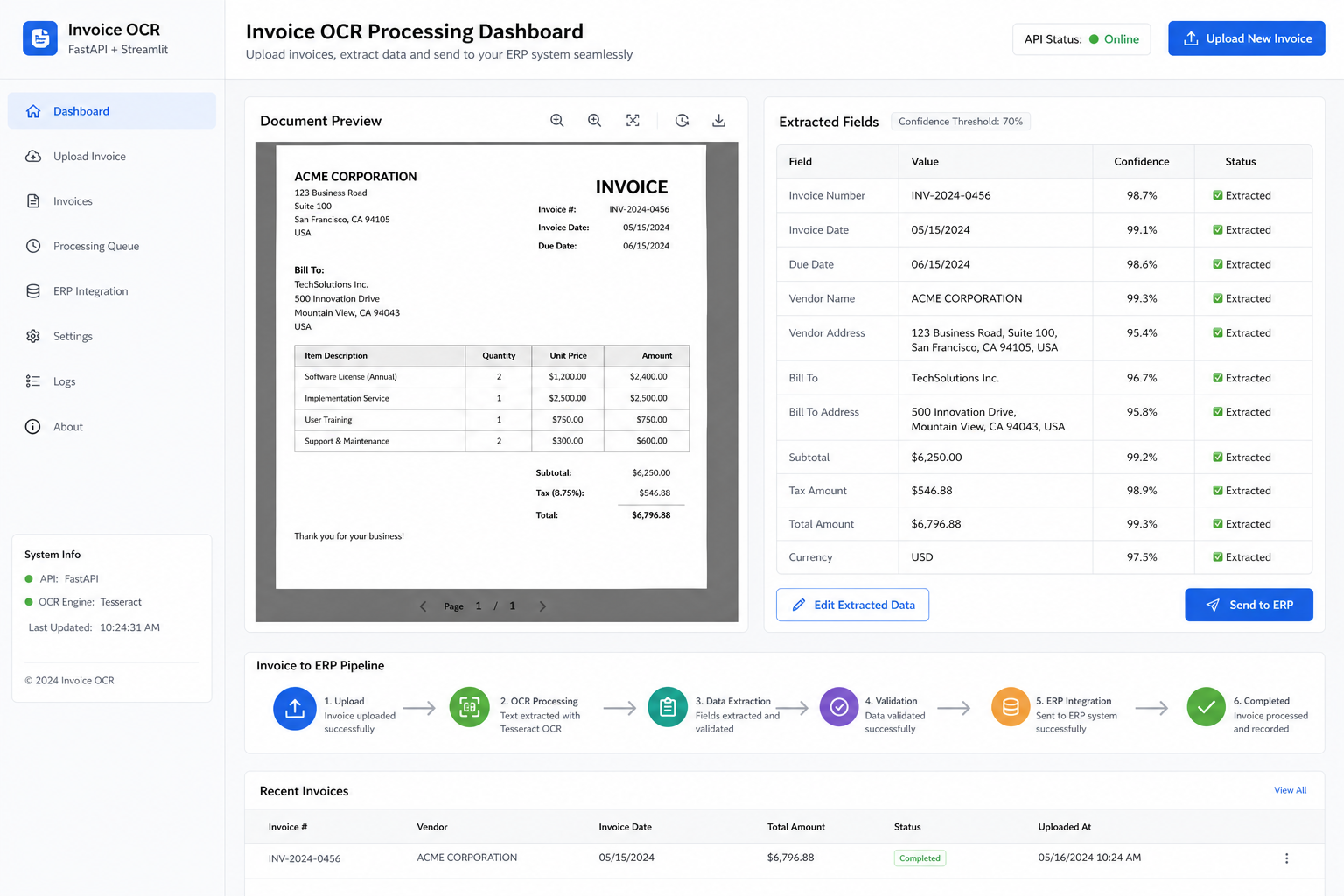 InvoiceFlow OCR UI